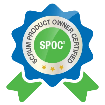 SCRUMstudy badge for the Scrum Product Owner Certified certification